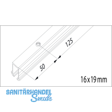 EKU CLIPO 16 H Einfach- Laufschiene gelocht, Lnge 2500, Aluminium