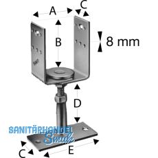 SIMPSON Sttzenfuss PVDB  80G-B hhenverstellbar feuerverzinkt mit Zulassung