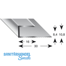 Gleitabschlussprofil U Alu silber eloxiert 8/2700 mm