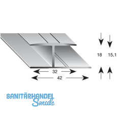 Gleitabschlussprofil H Alu silber eloxiert 15/2700 mm