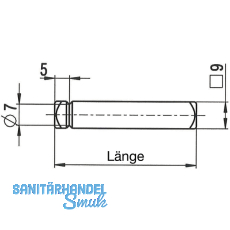 Drckerstift einseitig fr Standflgel 7676, 55 mm, Stahl verzinkt