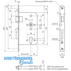 Fluchttrschloss 6028 1-flg.  /EN 1125, links, Edelstahl Stulp 20