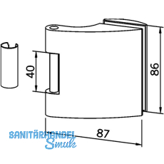 Trband Flgelteil DORMA Arcos Office 25.230, Glas 8-10 mm, silber eloxiert