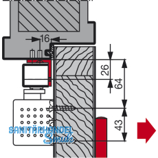 Sturzfutterwinkel DORMA G-EMF, silber