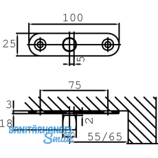 Zapfen DORMA PT 24,  15 mm m. Anschraublasche, Glas 10 mm, Edelstahl (01.123)