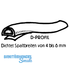 Dichtungsprofil selbstklebend, Typ D, Kunststoff wei, 1 Stck = 7,5 Meter