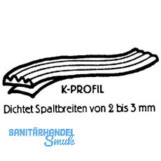 Dichtungsprofil selbstklebend, Typ K, Kunststoff wei, 1 Stck = 7,5 Meter