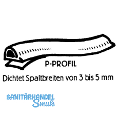 Dichtungsprofil selbstklebend, Typ P, Kunststoff wei, 1 Stck = 7,5 Meter