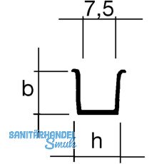 Standard Fhrungsprofil zum Einlassen, Lnge 2500 mm, Kunststoff hellbraun