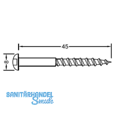 Flachkopf-Holzschraube fr Basisprofile 4,0 x 45 mm, Edelstahl