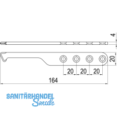 IMH-ABS Mitnehmerhaken SF, 164 x 20 x 4 mm, universal, DIN, schwarz verzinkt