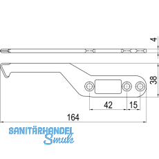 IMH-ABS Mitnehmerhaken SF, 164 x 38 x 4 mm, universal, DIN, schwarz verzinkt