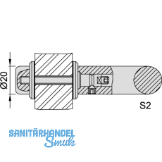 KWS Befestigungszubehr S2 - 20mm, M 6 x 45, Edst.