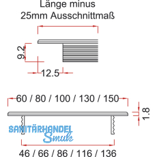 SECOTEC Lftungsgitter Aluminium Titan/Edelstahl Effekt 60X600 mm SB-1