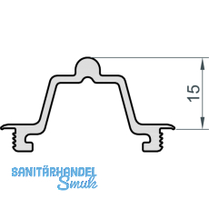 MACO Fiber-Therm Laufschiene unten hoch, H=15 mm, L=3500 mm, Alu silber (454815)
