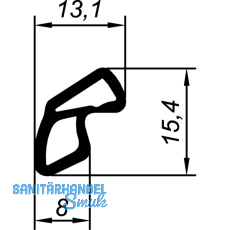 Dichtungsprofil AC 6063 fr VOEST Stahlzarge Kunststoff schwarz