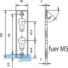 SCHSSWENDER Rosette m. 2 PZ, -Lochungen, Edelstahl matt