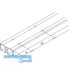 EKU DIVIDO 100 Doppellaufschiene gelocht, Lnge 2500 mm, Aluminium eloxiert