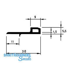 Schlagleiste mit Nase, L 2500 mm, Kunststoff beige