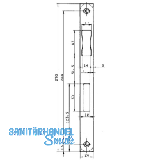 Schlieblech BKS B 9000 0402, 270 x 24 mm, Stulp flach eckig, Edelstahl