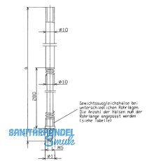 BKS Treibriegelstange 9036, 1635 mm, m. Feder u. Gleitstopfen fr oben, verzinkt