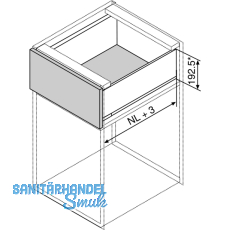 BLUM LEGRABOX pure SET H C, TIP-ON, 40kg, NL 500, Seidenwei