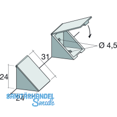 Schrankverbinder Corner 3, mit Klappe und 2 Senkbohrungen 4,5, KS wei