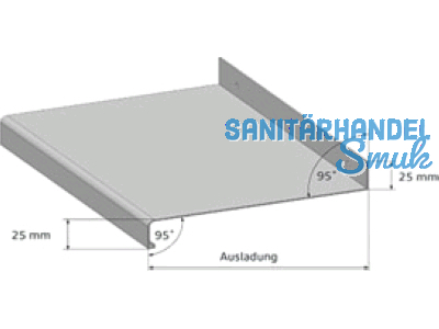 Metallfensterbank RAL 9016 weiss 70 mm Ausladung, mit Folie QS 25