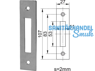 Schliessblech WG 7/D links/rechts 107 x 27 mm Niro-Look