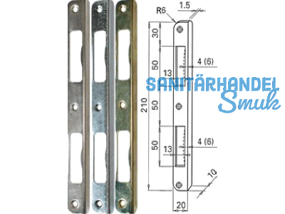 Schliessblech HS 6 mm rund blau verz. 210 x 20 mm mit Bombierung