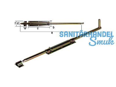 Bolzen-Stangenriegel 396 mit Schlaufe 600 mm gelb verzinkt