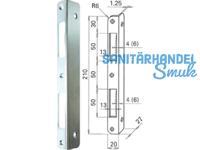 Schliessblech HB 6 mm rund 210 x 20 mm mit Bombierung blau verzinkt