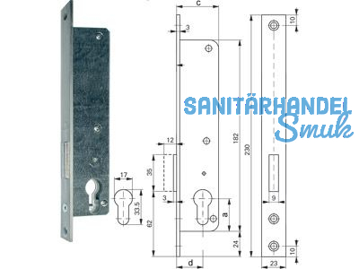 Portalschloss 877/40mm mit Riegel ohne Falle S065A71000 223918