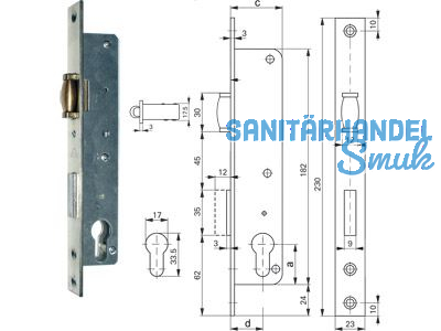 Portalschloss 884/40mm mit Rollfalle S065A76000 223923