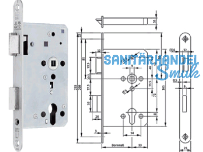 Panikschloss 2326 Funktion E 1-flg. 65/72/9/235x20x3 rechts