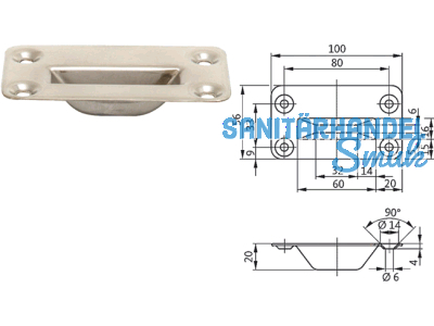 Bodenschliemulde B 9009 10 x 56 x 20 mm B 9009 0001