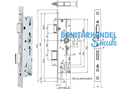 Panikschloss B-18260 Funktion E 1-flg. 40/92/9/270x24x3 links/rechts