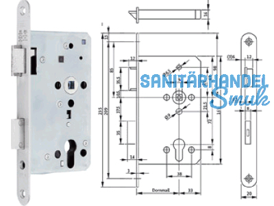 Panikschloss B 2320 Funktion B 1-flg. 65/72/9/235x20x3 links