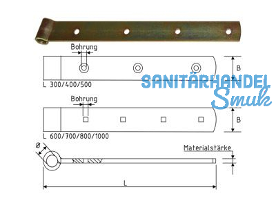 Langband ohne Kegel 70 cm Dorn 18 mm gelb verzinkt 403507