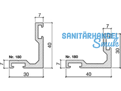 Transchlagprofil Alu 180.0 Aluminium blank, Stangenlnge 5250mm