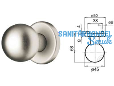 Trknopf 3154a/648TFH o. Schrauben/Stift einseitig fix Edelstahl