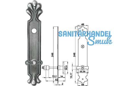 Langschild WC 90 mm mit WC-Riegel, inkl. Befestigungsschrauben