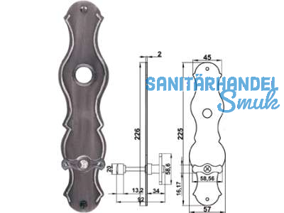 Langschild WC 90 mm mit WC-Riegel, inkl. Befestigungsschrauben