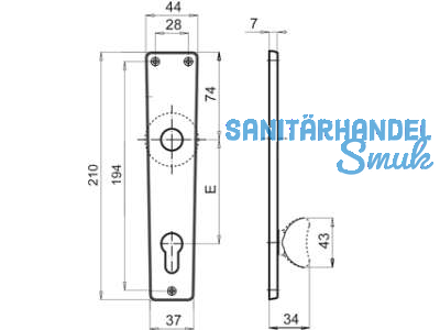 Langschild BB 90 mm, ohne Befestigungsschrauben