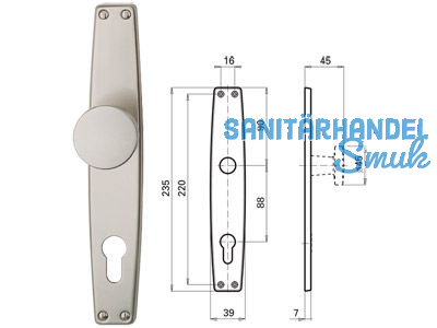 Knopflangschild 664a/1062Z Favorit PZ Alu poliert inkl. Stift 242P/90