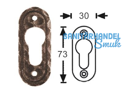 Zylinderrosette 86Z oval geschmiedet