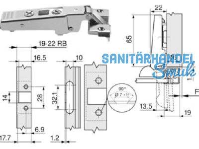 Mbelscharnier 71T950A fr Glasrahmen 381.005.3