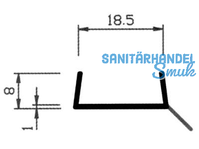 Sockel-Abschlussprofil 18,5x8 mm Lnge = 4000 mm weiss