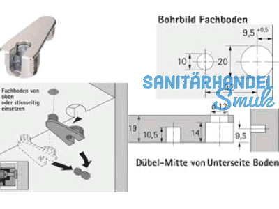 Verbindungsbeschlag-Excenter VB 36 fr 19 mm Fachbden vernickelt 65529