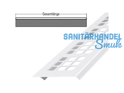 Lftungsprofil 60x2000 mm mit Quadratlochung weiss